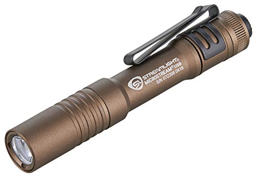 Streamlight 66608 250 Lumen Microstream USB Rechargeable Flashlight with 5" USB Cord Clamshell Packaging, Coyote