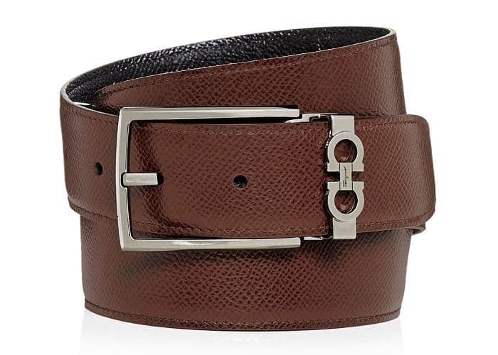 Salvadore Ferragamo Men’s Gancini Keeper Reversible Leather Belt