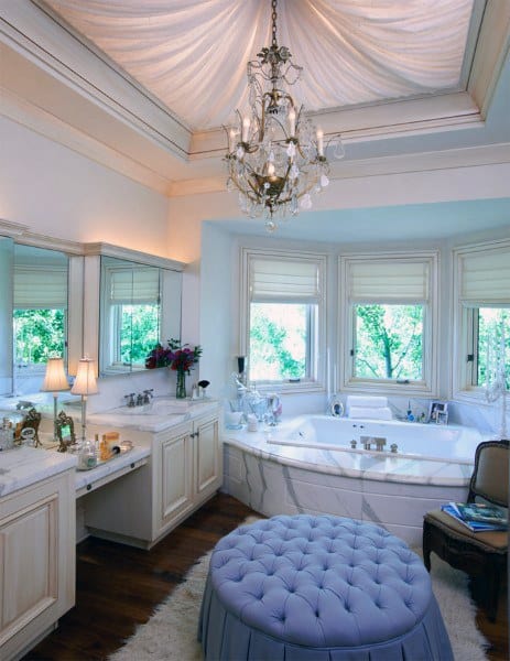 elaborate luxury bathroom bath spa chandelier