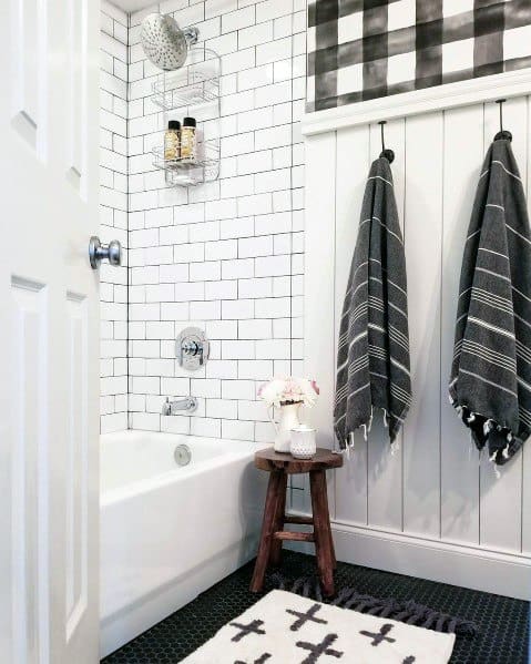 country style bathroom white wall tiles